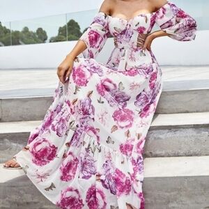 MULTICOLOR PREMIUM QUALITY AND BRAND BLACK TIE MAXI DRESS